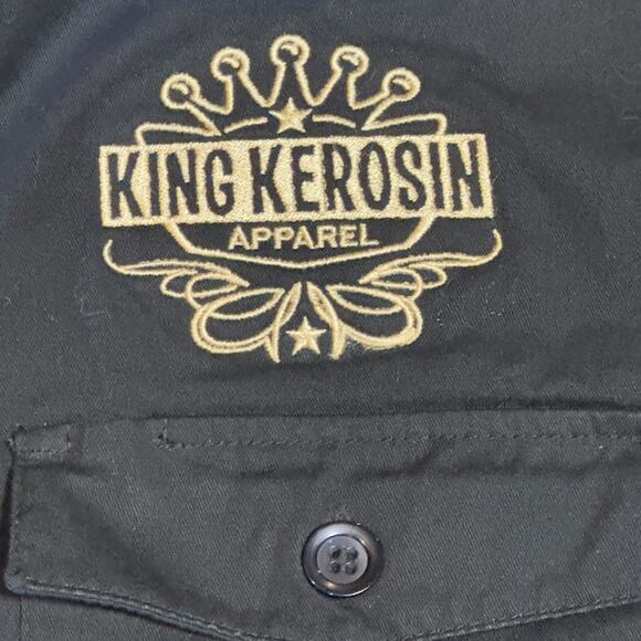 King Kerosin Hot Rodder Jacket XL Skull Graphic Biker Rockabilly Black Cotton - Picture 4 of 8